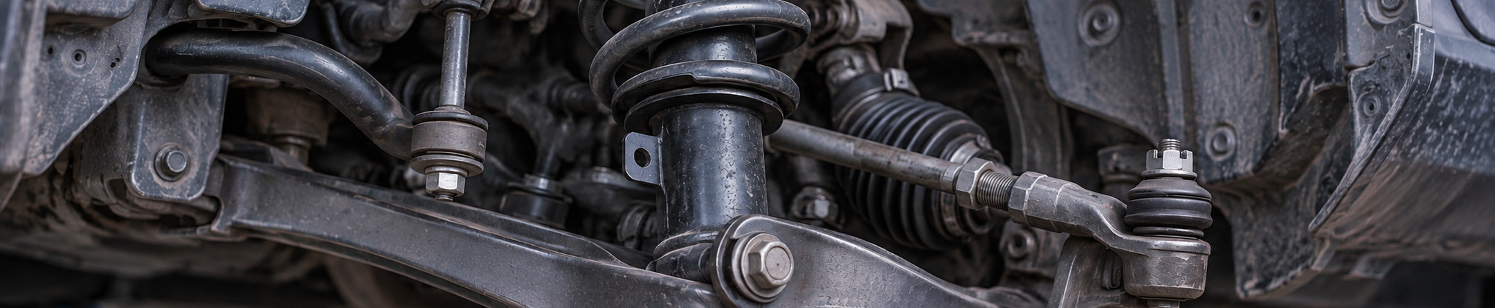 Suspension strut and steering linkage