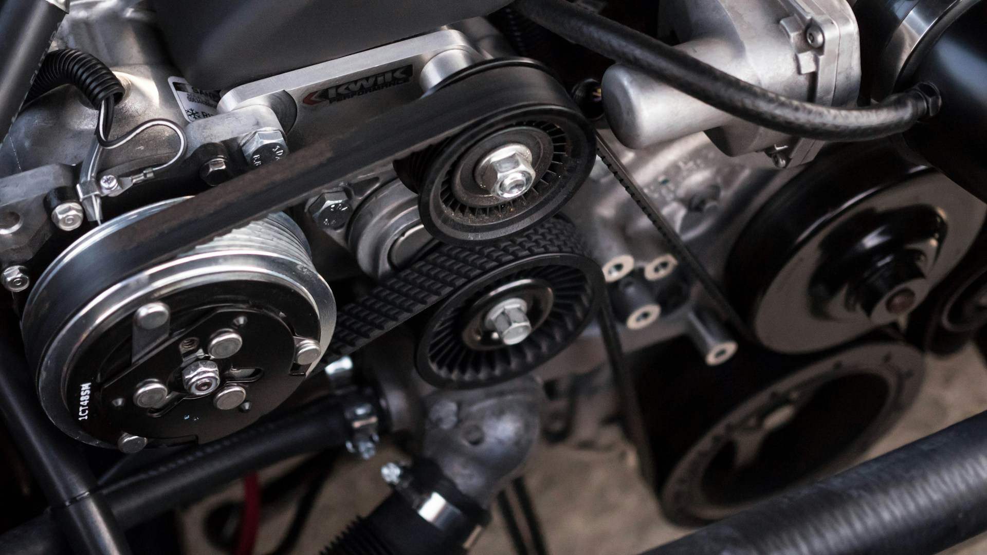 Close-up of engine components